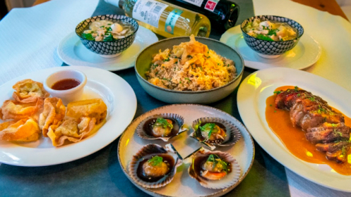 Menú fusión para dos personas de 6 pases con bebida y café inclu